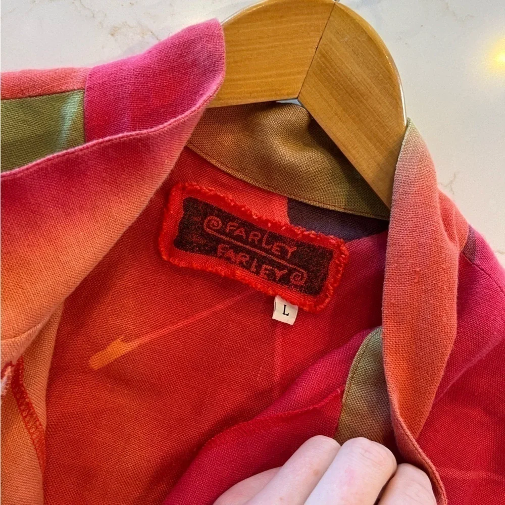 Farley Farley 100% Linen Abstract Art to Wear Relaxed Blazer Jacket
